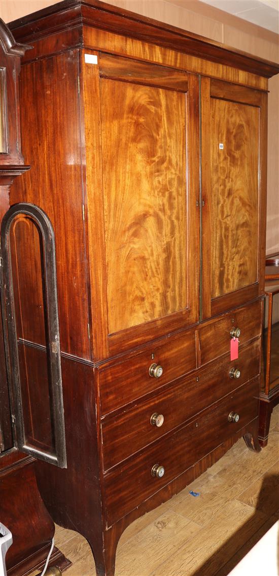 Regency mahogany linen press, W.134cm